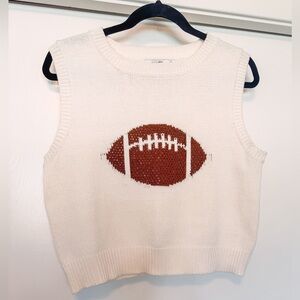 Needii Ivory Women’s Football Sweater Vest Size L Rhinestone Game Day Preppy